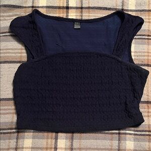 SHEIN Navy Textured Crop Top
